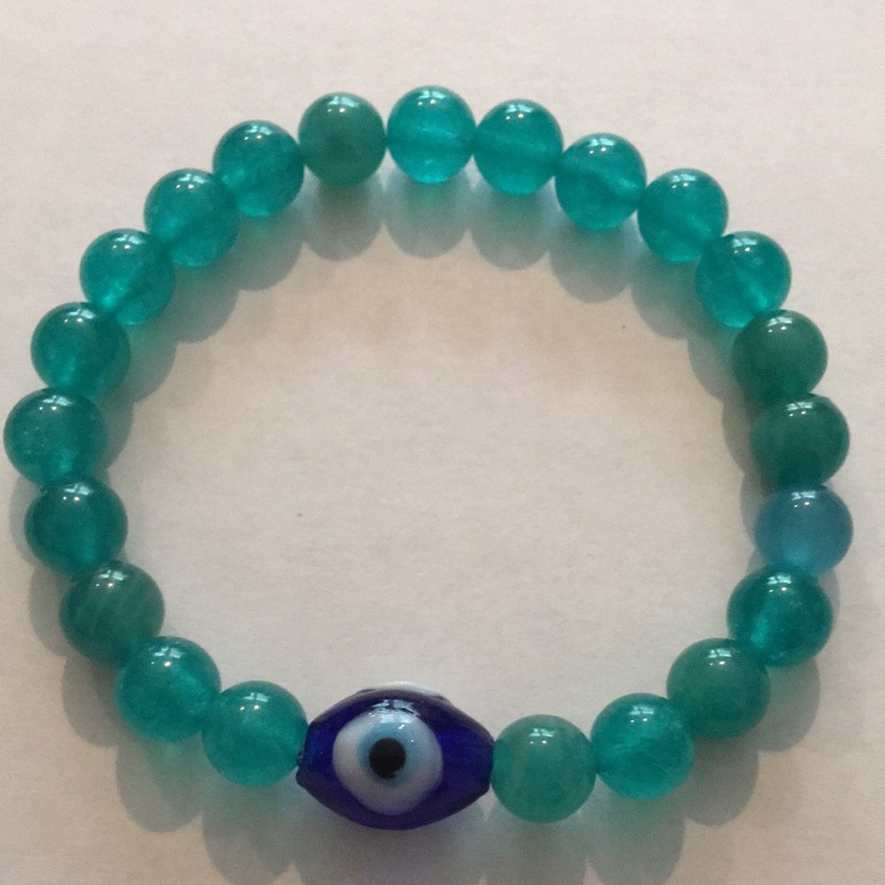 Protection Eye Crystal Talisman Bracelet with Mozambique Amazonite Crystals